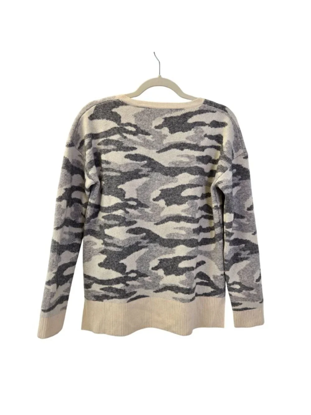Brown Allan Wool & Cashmere Blend Camouflage Print Crewneck Sweater Size Medium
